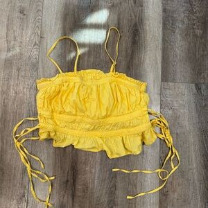 Yellow Ruffled Free People Crop Top Size M